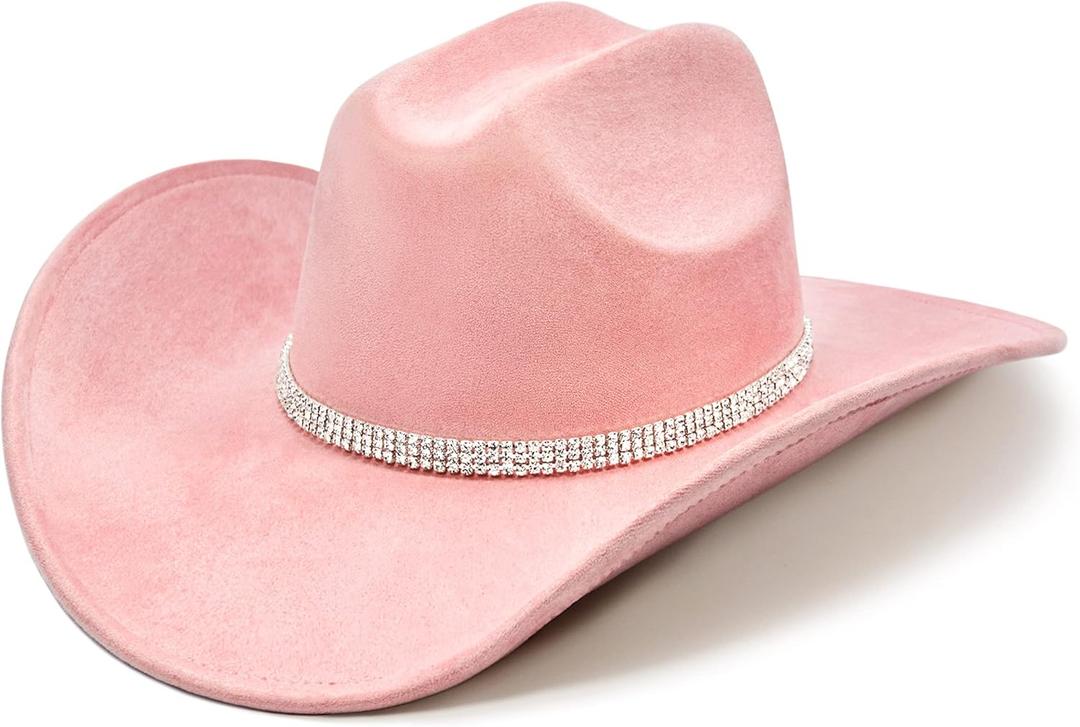 Cowboy Hat for Women and Men with Shapeable Wide Brim - Felt Cattleman Western Hats for Cowboys and Cowgirls (Large-X-Large, Rose Pink)