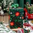 2 x Afucus Christmas Wrapping Paper, 3 Mini Rolls, Christmas Tree Pickup and Berries Design Gift Wrapping Paper Rolls for Birthdays, Parties (17 Inch X 120 Inch) (Christmas-Red Green)