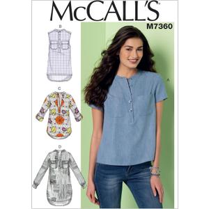McCall's Patterns M7360 Misses' Henley Tops, Size E5 (14-16-18-20-22)
