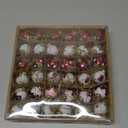 Joiedomi 36 Pcs Christmas Mini Ball Ornament Set, Metalic Glass Small Balls with Glitter Prints & Rope Hangers, Hanging Miniature Ornaments for Christmas Tree, Xmas Glass Party Decor (Red & White)