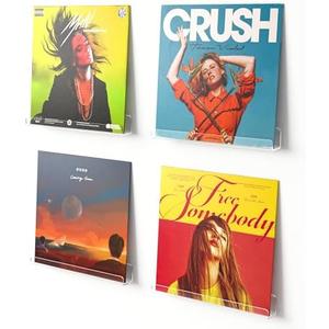 Upsimples 2 Pack Vinyl Record Wall Mount Shelves, 12" Vinyl Holder for Album Record Storage & Display, Clear Acrylic Floating Shelves for Wall Decor, Kids Bookshelf, Magazine Rack, Picture Ledge