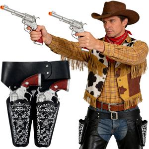 Western Cowboy Fake Weapon with Adjustable Belt Halloween Party Costume Accessory for Men and Women
