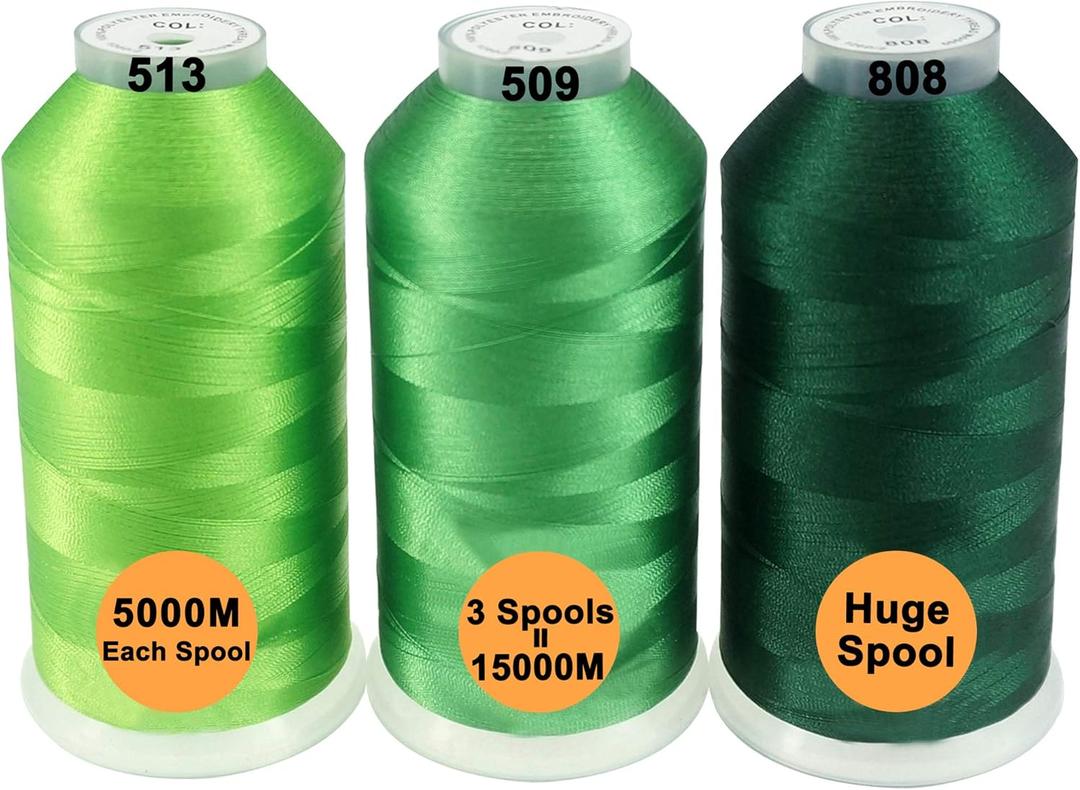 New brothreads - 40 Options- Various Assorted Color Packs of Polyester Embroidery Machine Thread Huge Spool 5000M for All Embroidery Machines -Different Greens