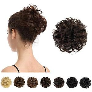 BARSDAR 100% Human Hair Bun Extension - Human Hair Messy Bun Hairpieces Brown Hair Bun Extensions for Women - Real Human Hair Bun Natural Hair Bun Scrunchies Updo Chignons Daily - Dark Brown