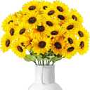 23.6in 10 Bundles of 30 Heads Fake Flowers BouquetRealistic Silk Artificial Yellow Sunflowers for Wedding Home Office Parties Summer Decoration