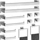 12-Piece Brushed Nickel Bathroom Accessory Set, Heavy Duty Bath Towel Bar Set Including - 16" Towel Rack&Hand Towel Holder&Toilet Paper Holder&Towel Ring&Robe Towel Hook