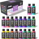 ABEIER Iridescent Acrylic Paint, Set of 18 Chameleon Colors, 2 oz/60ml Bottles, Color-shifting, Non-Toxic, High Viscosity, Blendable, Paints on Rocks Crafts Canvas Wood, Fabric, Ceramic & Stone