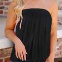 CHICGAL Women's Tube Tops Summer Casual Bandeau Tank Casual Strapless Blouse Off The Shoulder Tunic Shirts 2026 (Black, M)