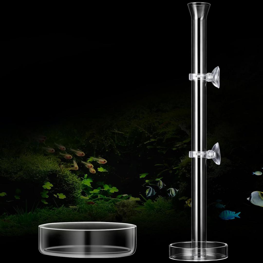 CHENGU 3 Pieces Shrimp Feeding Tube and Dish Set, 14 Inch Glass Shrimp Feeder Tube and 2 Aquarium Dish Bowl Fish Tank Feeding Supplies for Fish Tank Aquarium, 8" + 2 Tray