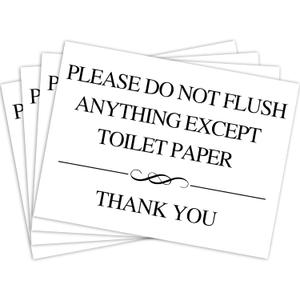 4 Pcs 3 x 4 Inch Small Elegant Funny Toilet Sign Please Do Not Flush Anything Except Toilet Paper Sign Acrylic Hanging Logo for Restroom Bathroom Home Decor (Black Words Stylish Style)