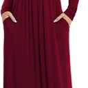VIISHOW Women's Long Sleeve Loose Plain Maxi Dresses Casual Long Dresses with Pockets (L)