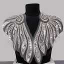 2Pairs/4pcs Golden Silver Wings Hand Stitched Sequin Beading Embroidered Lace Applique for Party Wedding Dress Clothing Shoulder Accessories
