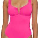 BECCA Color Code - Women's V-Wire One Piece Swimsuit, Adjustable, Bathing Suits for Women (Pink, Large)