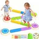HYES Light Up Stepping Stones & Balance Beams for Kids - 13 PCS Set with Piano Music, Game Spinner & 30 Cards, Sensory Jumping Toys for Toddler, Birthday Gift for Boys Girls Ages 3-5