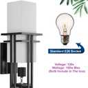 Outdoor Wall Light Fixtures, Exterior Waterproof Lanterns, Porch Sconces Wall Mounted Lighting with Modern Frosted Glass, Black Aluminum Wall Lamps for Patio Front Door Entryway (TYP_A, 15.4_inch)