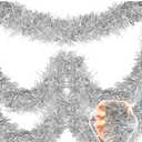 50 Feet Silver Christmas Tinsel Garland Metallic Twist Shiny Hanging Garland for Christmas Tree Decorations Xmas Holiday Decor for Home Indoor Outdoor Party Supplies (Silver)