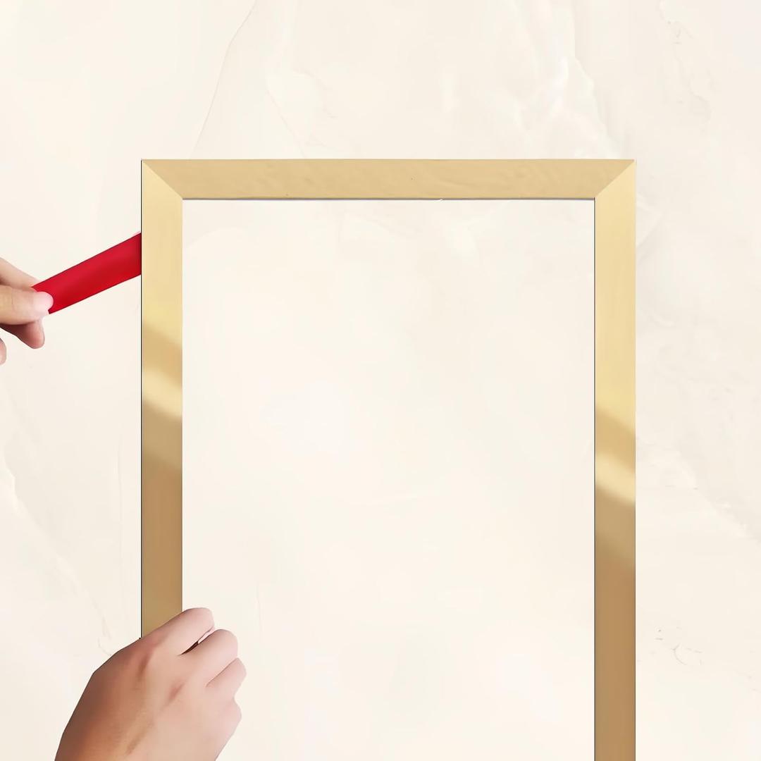 Shiny Metallic Gold Molding Trim (32.8ft x 0.4inch) Peel and Stick Trim with Glossy Finish,Self-Adhesive Stainless Steel DIY Accent for Mirror Frame,Wall,Ceiling,Floor,Door,Window,Furniture Edges