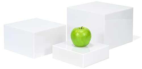 2 x Red Co. Set of 3 Glossy White Acrylic Cube Display Nesting Risers with Hollow Bottoms