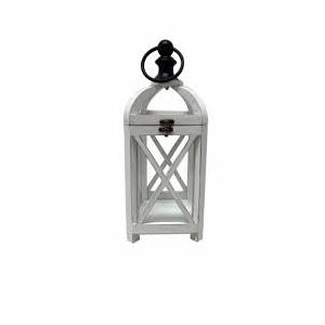 16 In Metal Wood White Lantern