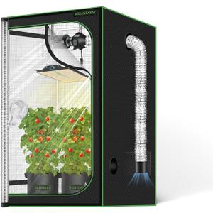 2x2 Grow Tent, 24"x24"x32" Double Transparent Viewing Door Indoor Grow Tent, Growing Tent with High Reflective Mylar & Floor Tray, Plant Tent for Indoor Hydroponics Growing
