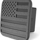 1 1/4 Inch (1.25 Inch) American Flag Trailer Hitch Cover Tube Plug Insert (Black Plastic, 1.25 inch)