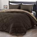 downluxe Queen Comforter Set - Brown and Tan Queen Comforter, Soft Bedding Sets for All Seasons -3 Pieces - 1 Comforter (88"x92") and 2 Pillow Shams(20"x26")