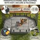 PJYuCien Dog Playpen with Bottom Pad - Metal Foldable Exercise Pen, 8 Panels 24" H x 24" W Indoor Outdoor Pet Fence Puppy Crate Kennel, Gray