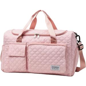Gym Bag for Women with Shoe Compartment, Weekender Bag Travel Bag for Women, Dry-Wet Separation,Multifunctional Large Capacity and Premium Oxford Fabric (Pink)