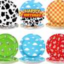 60 Pcs Toy Inspire Game Cartoon Story Party Plates 9" 350GSM Cartoon Cowboy Round Paper Plates Disposable Blue Sky Tableware Set for Kids Boys Girls Birthday Party Supplies Baby Shower Decor Favors