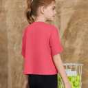 ZDC Girls Short Sleeve Crop Tops Kids Casual Crewneck T-Shirts Basic Tees 5-14 Years