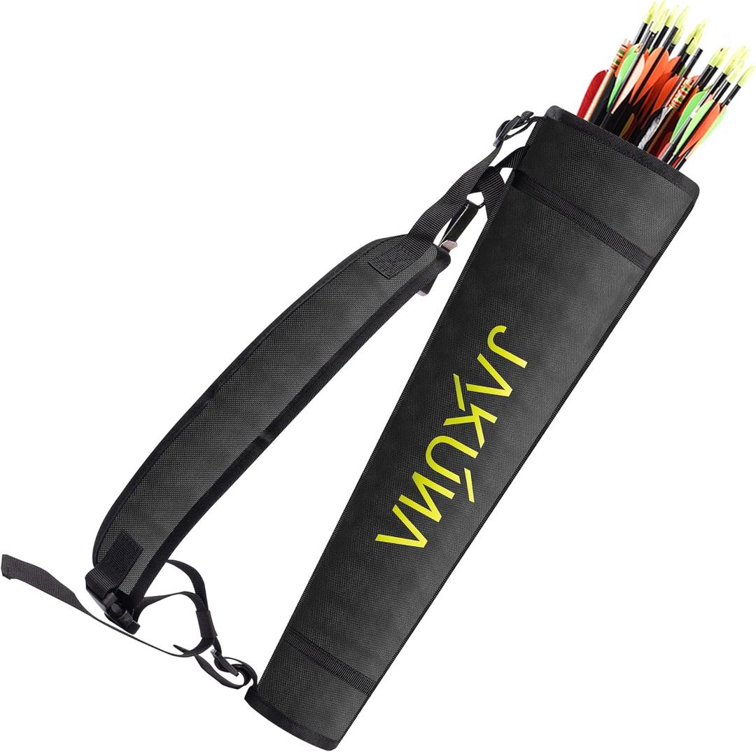 JAKUNA Hip and Back Quiver for Arrows - Black Arrow Quiver for Kids and Adults - Adjustable Arrow Holder with a Padded Strap and Belt Clip - Archery Accessories for Field and Practice