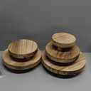 5 Pcs Wood Risers Display Stands Wooden Risers for Table Display Mini Riser Stand Round Rustic Wooden Riser Holder Tiered Tray Decor Riser for Home Decor Kitchen Counter