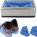 Automatic Shoe Cover Dispenser with 200 Pcs Disposable Shoe Covers, Booties for Portable Machine Fits Size Up to 11 US men or women and up for Home, Factory (Silver)