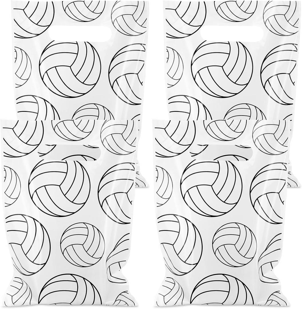 3 x Hxezoc 50 Pieces Volleyball Gift Bags Plastic Volleyball Bags Practical Gift Bags Sport Party Favors for Volleyball Theme Birthday Party Decoration Supplies