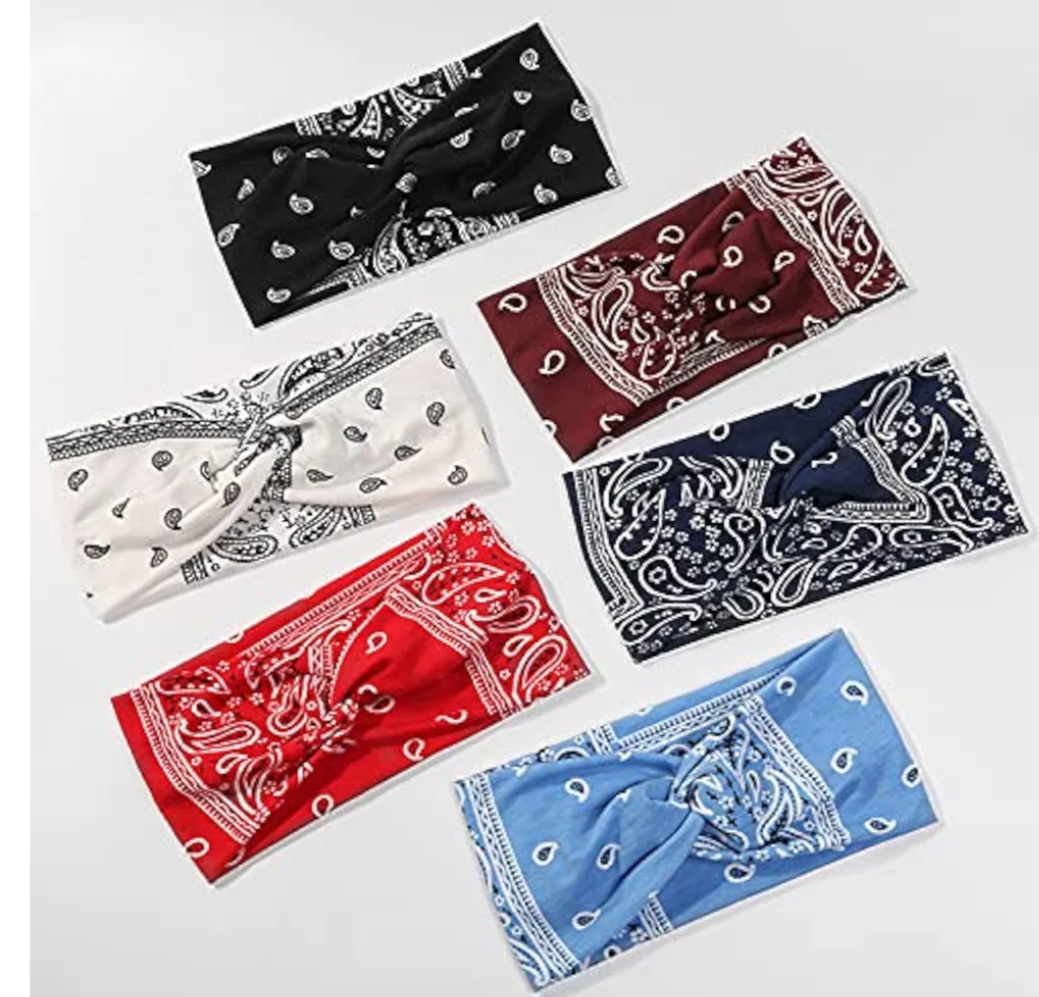 Artilady 6 Pack Wide Boho Headbands for Women - Soft Yoga Elastic Hair Bands for Girls Workout Running Sport Headwrap Non-slip Breathable (Leaf Pattern)