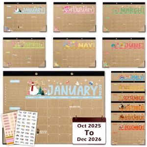 2025-2026 Teacher Desk Calendar | 15-Month (Oct 2025 - Dec 2026) Large 1711 Inches | Monthly Desktop Planner for Classroom, Home & Office | Bonus Holiday Planner Stickers