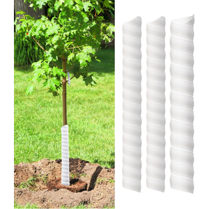 3 Pcs Tree Trunk Protector2 Size Plastic Spiral Tree Guard Tree Trunk Protector Wrap Tree Bark Protector Tube Tree Wraps to Protect Bark Tree Saplings from Deer Cats Rodents Rabbit Mowers (White)