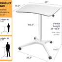 Pneumatic Adjustable Height Desk, Laptop Standing Desk, Rolling Sit-Stand Cart, Mobile Podium Portable Lectern for Home, Office& Classroom, 26" 19.3" Platform (29" to 46.9" H)，White