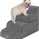 Made4Pets Dog Stairs Ramp for Bed 19.7" H, 4-Step Dog Steps for High Bed Couch Sofa Climbing, 35D Foam Pet Steps for Small Dogs and Cats, Non-Slip Bottom Pet Stairs, Grey