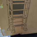 4-in-1 Toddler Kitchen Step Stool, Foldable Learning Standing Tower with Blackboard, Wooden Kitchen Stool Helper for Kids, 1-3 Year Old Boy Girl Gifts