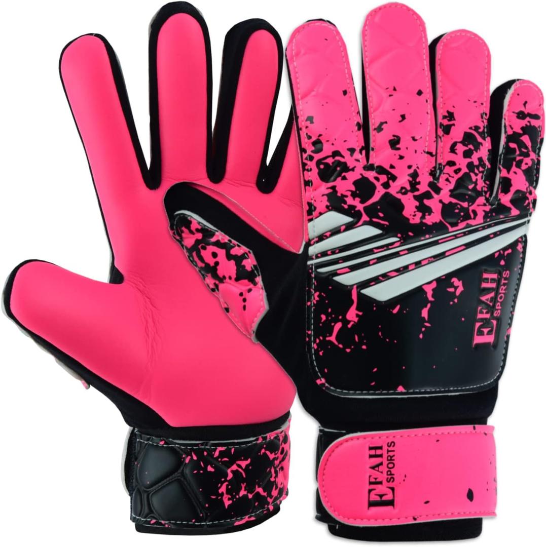 Soccer Goalkeeper Gloves for Kids Boys Children Youth Football Goalie Gloves with Strong Grips (Size 5 suitable for 9 to 12 years old, Pink)
