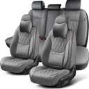Car Seat Covers Full Set, Breathable Leather Automotive Front and Rear Seat Covers & Headrest, Universal Automotive Vehicle Seat Cover for Most Sedan SUV Pick-up Trucks, Gray