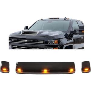 HECASA LED Cab Roof Lights Compatible with 2015-2019 Chevrolet Silverado Sierra 2500 HD 3500 HD Replacement for 23463750 22794642 Cab Marker Top Clearance Marker Running Lights Smoke Lens Amber Light