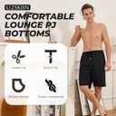 U2SKIIN Mens 100% Cotton Short Pajama Pants Lightweight Cool Sleep Pj Comfy Lounge Bottoms with Pockets and Button Fly (Black, M)
