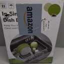 Over the Sink Expandable Dish Drainer Drying Rack In Stainless Steel for Small Kitchen, Counter Space Saving Modern Compact Metal Above Plate Dryer Strainer, Adjustable Hanging Inside Drain Holder (Silver)