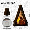 3 Pieces Halloween Lanterns Decoration 6.1" Height Retro Hanging Lamp Halloween Pumpkins Castle Flameless Candle Holder Triangular Lantern for Home Indoor Outdoor Party Supplies