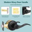 1 Pack Entrance Door Handle, Matte Black Reversible Door Lever Perfect for Interior Door and Closet, Traditional Wave Style Keyed Entry Door Lock - Keyed Alike