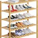 5 Tier Bamboo Shoe Rack Storage Organizer for Closet, Multifunctional Stackable Free Standing Shoe Shelf Organizer for Small Space, Entryway, Hallway, Bathroom 27"x11"x32"(Natural, 5 Tier)
