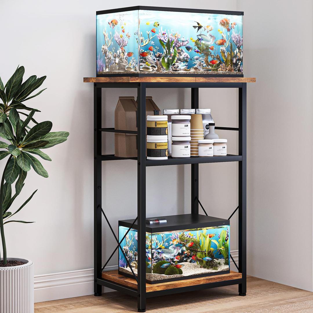 5-10 Gallon Fish Tank Stand, 3-Tier Aquarium Stand with Storage