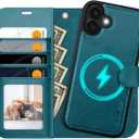 OCASE for iPhone 16 Plus Case Detachable Wallet Case with Card Holder, 2 in 1 Pu Leather Flip Folio with RFID Blocking Stand Wrist Strap Shockproof Phone Cover 6.7 Inch 2024, Peacock Blue